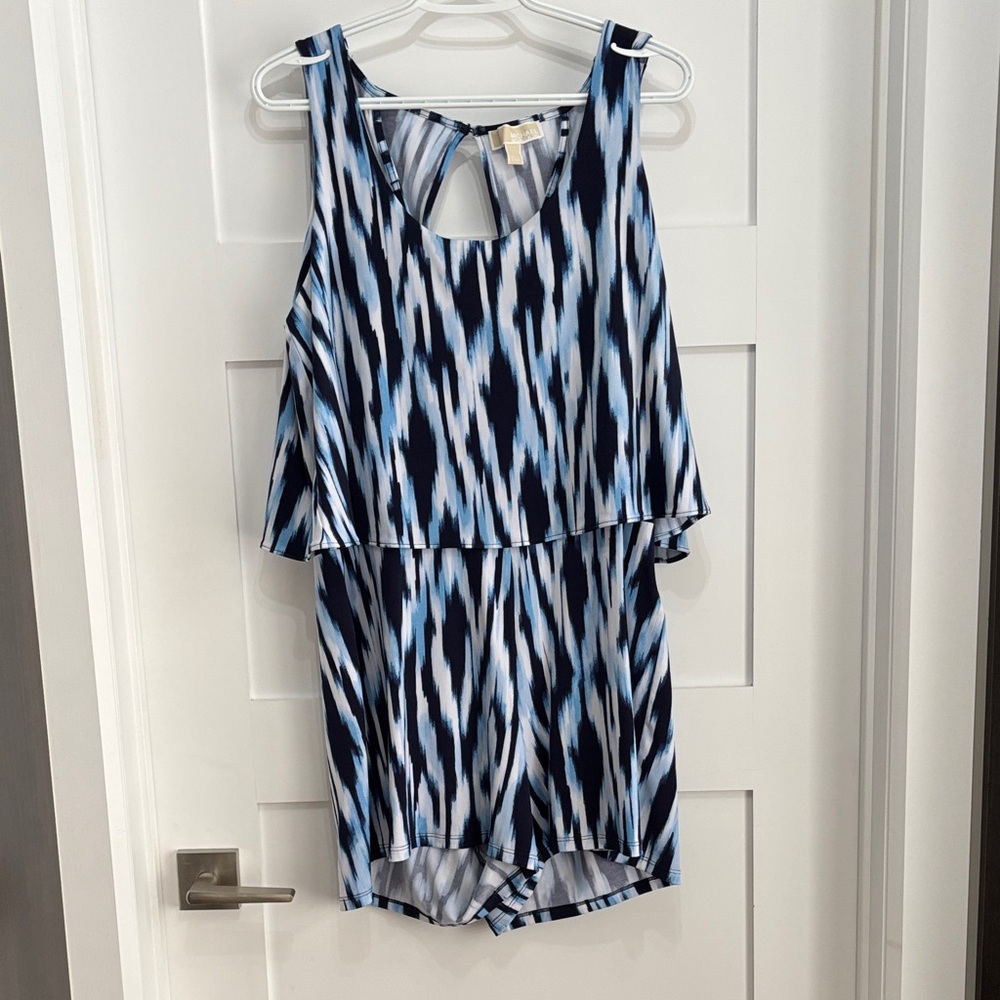 Michael Kors Navy and White Striped Shorts Jumper